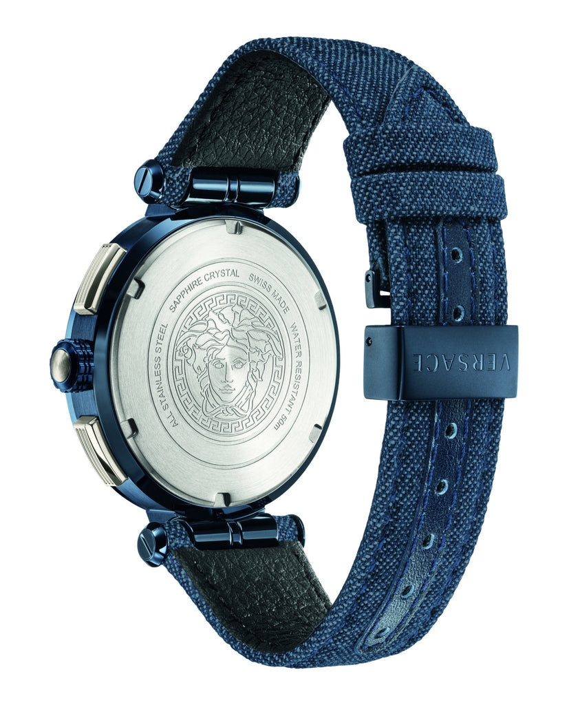  Shop Authentic Versace Aion Chronograph Blue Dial Blue Leather Strap Watch for Men - VBR070017 - Luxxuri