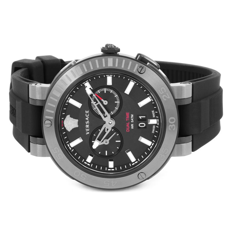  Shop Authentic Versace V Extreme Chronograph Black Tone Dial Black Rubber Strap Watch for Men - VCN020017 - Luxxuri
