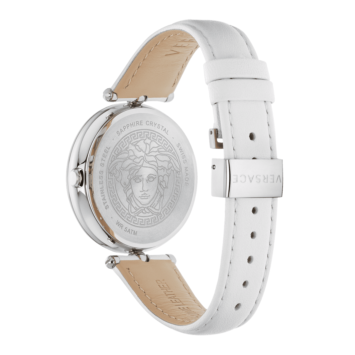  Shop Authentic Versace Palazzo Empire White Dial White Leather Strap Watch for Women - VCO010017 - Luxxuri
