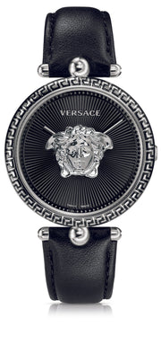  Shop Authentic Versace Palazzo Empire Black Dial Black Leather Strap Watch for Women - VCO060017 - Luxxuri