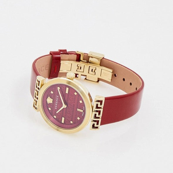  Shop Authentic Versace Greca Meander Red Dial Red Leather Strap Watch for Women - VELW00320 - Luxxuri