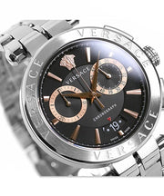  Shop Authentic Versace Aion Chronograph Black Dial Silver Steel Strap Watch For Men - VE1D01019 - Luxxuri