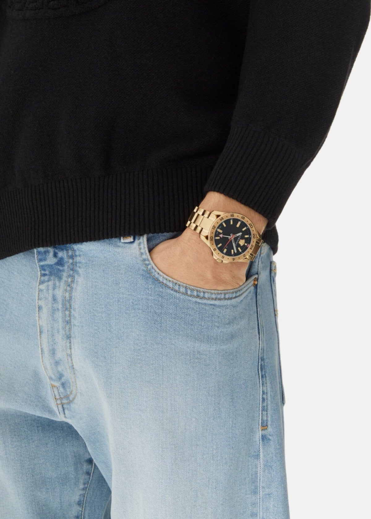  Shop Authentic Versace Hellenyium GMT Blue Dial Two Tone Steel Strap Watch for Men - V11060017 - Luxxuri