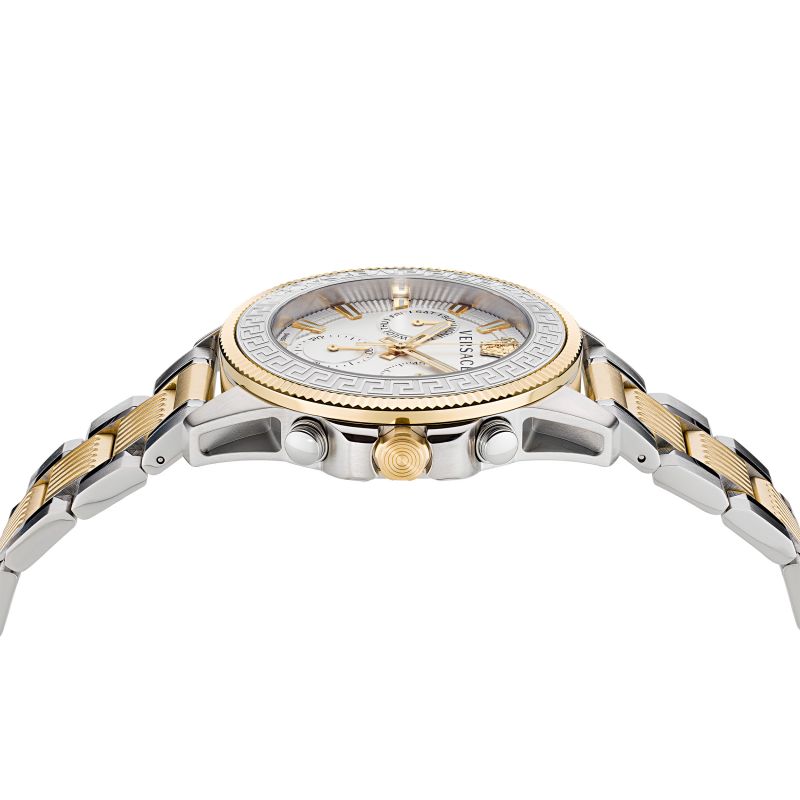  Shop Authentic Versace Greca Action Chronograph Quartz Silver Dial Two Tone Steel Strap Watch for Men - VE3J00522 - Luxxuri