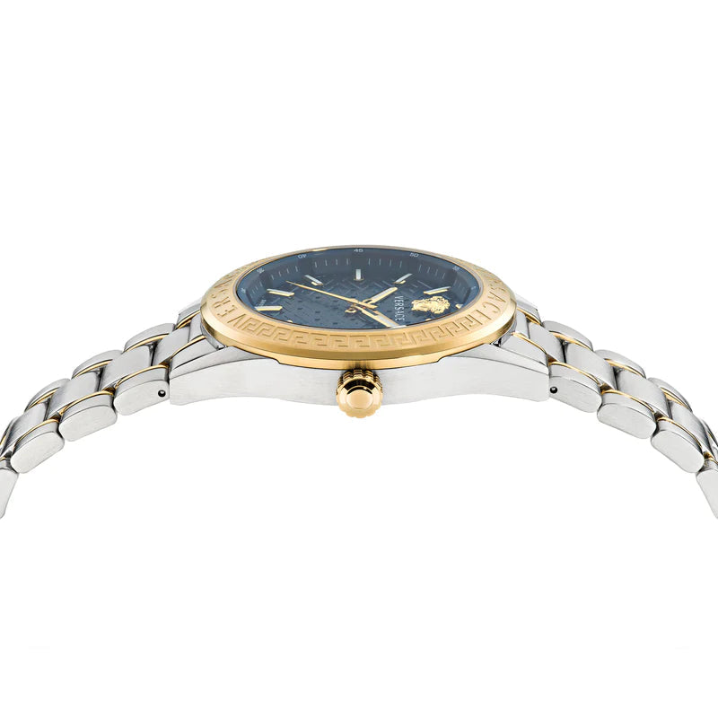  Shop Authentic Versace Hellenyium Quartz Blue Dial Two Tone Steel Strap Watch for Men - VEVK00520 - Luxxuri