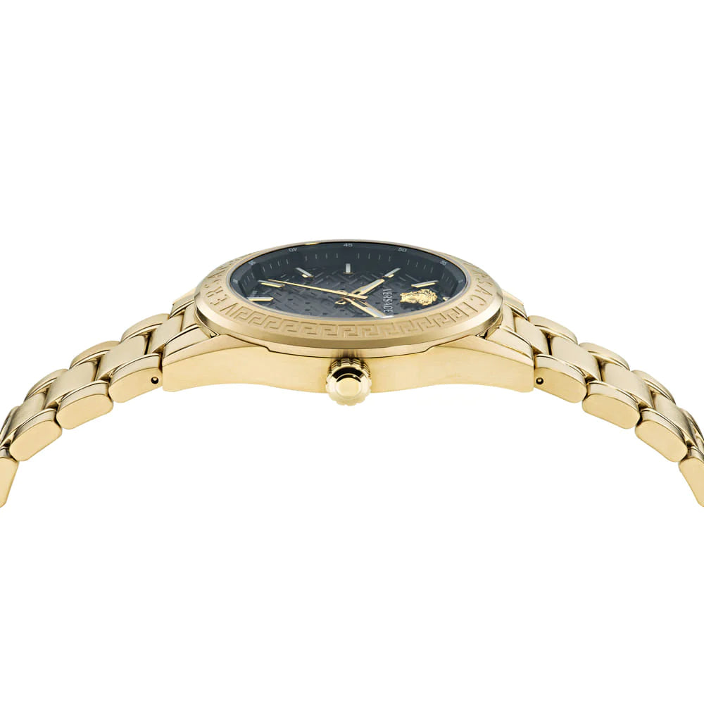  Shop Authentic Versace Greca Moonphase Quartz Black Dial Gold Steel Strap Watch for Men - VE7G00323 - Luxxuri