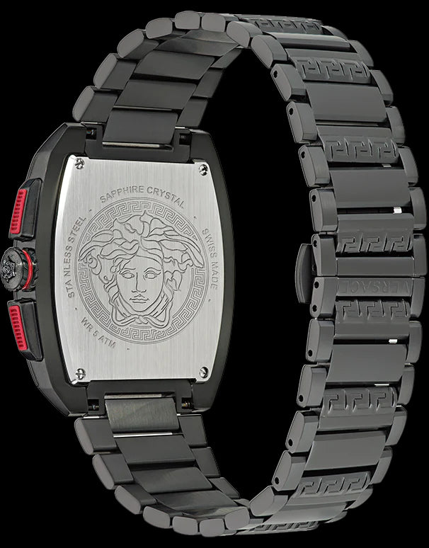  Shop Authentic Versace Dominus Chronograph Quartz Black Dial Black Steel Strap Watch For Men - VE6H00623 - Luxxuri
