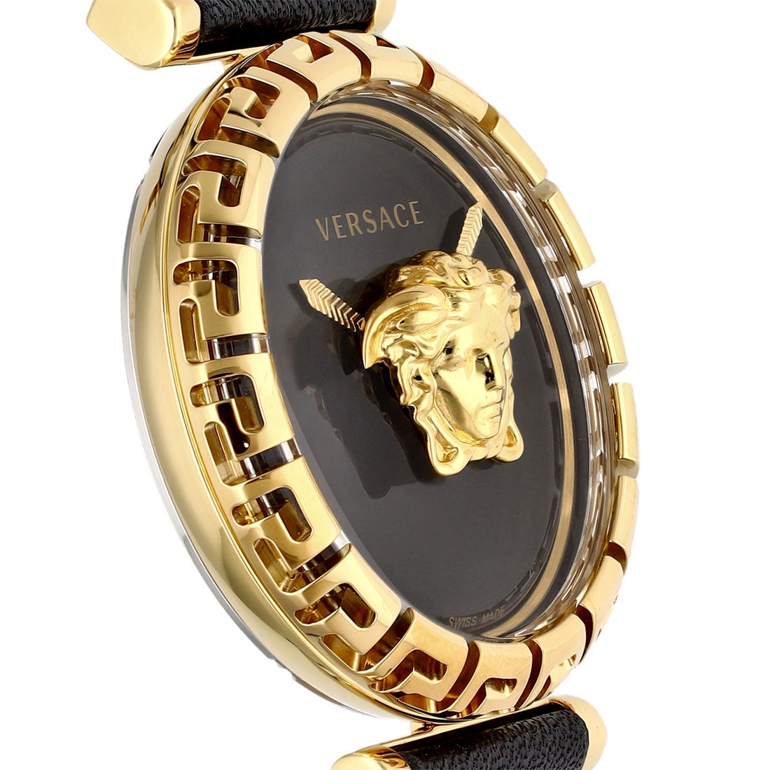  Shop Authentic Versace Palazzo Empire Greca Black Dial Black Leather Strap Watch for Women - VEDV00119 - Luxxuri