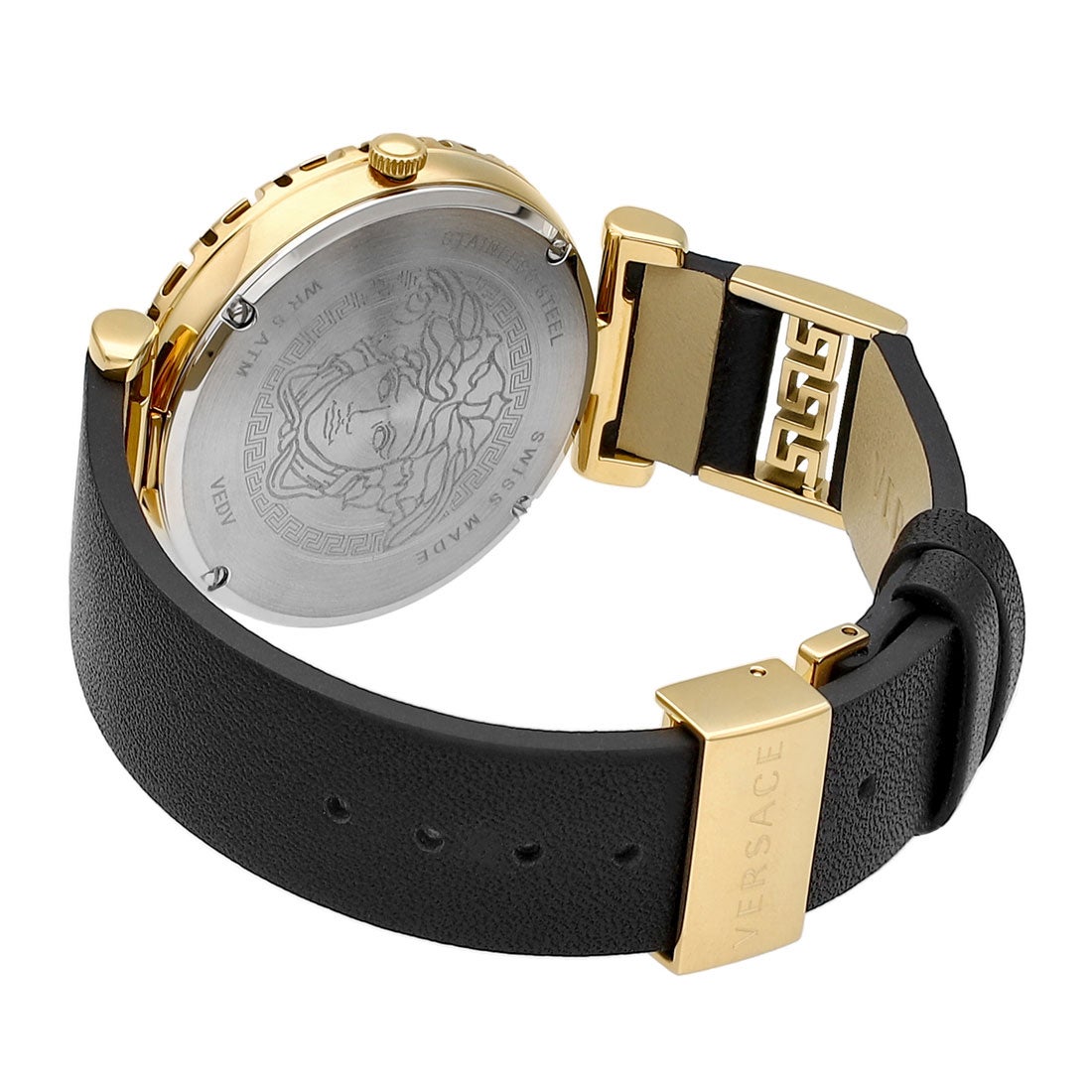  Shop Authentic Versace Palazzo Empire Greca Black Dial Black Leather Strap Watch for Women - VEDV00119 - Luxxuri