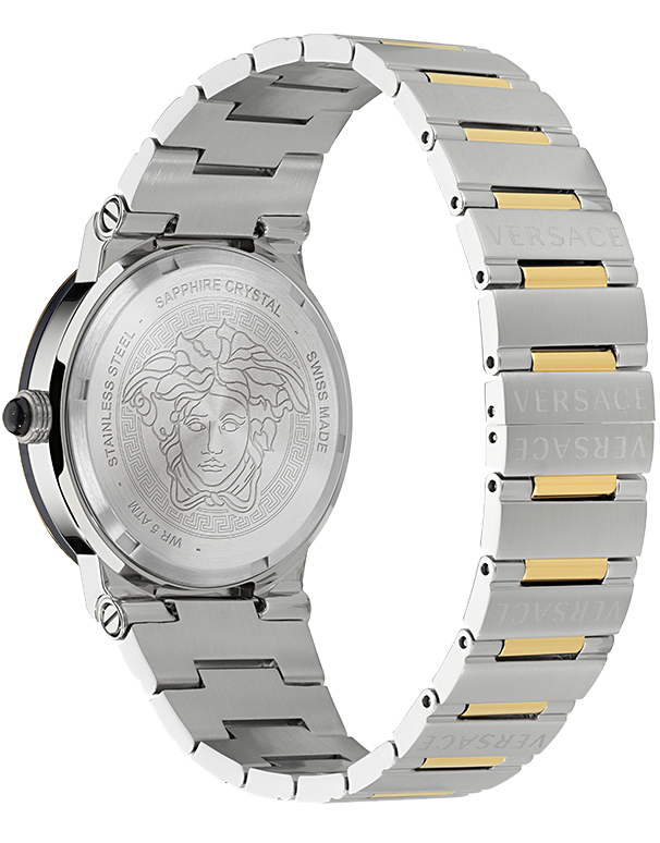  Shop Authentic Versace Greca Logo Moonphase Black Dial Two Tone Steel Strap Watch for Men - VE7G00223 - Luxxuri