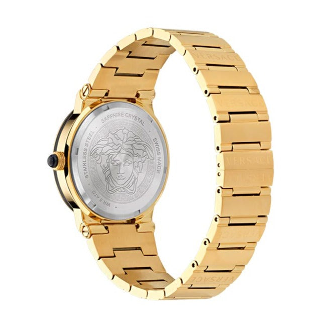  Shop Authentic Versace Greca Moonphase Quartz Black Dial Gold Steel Strap Watch for Men - VE7G00323 - Luxxuri