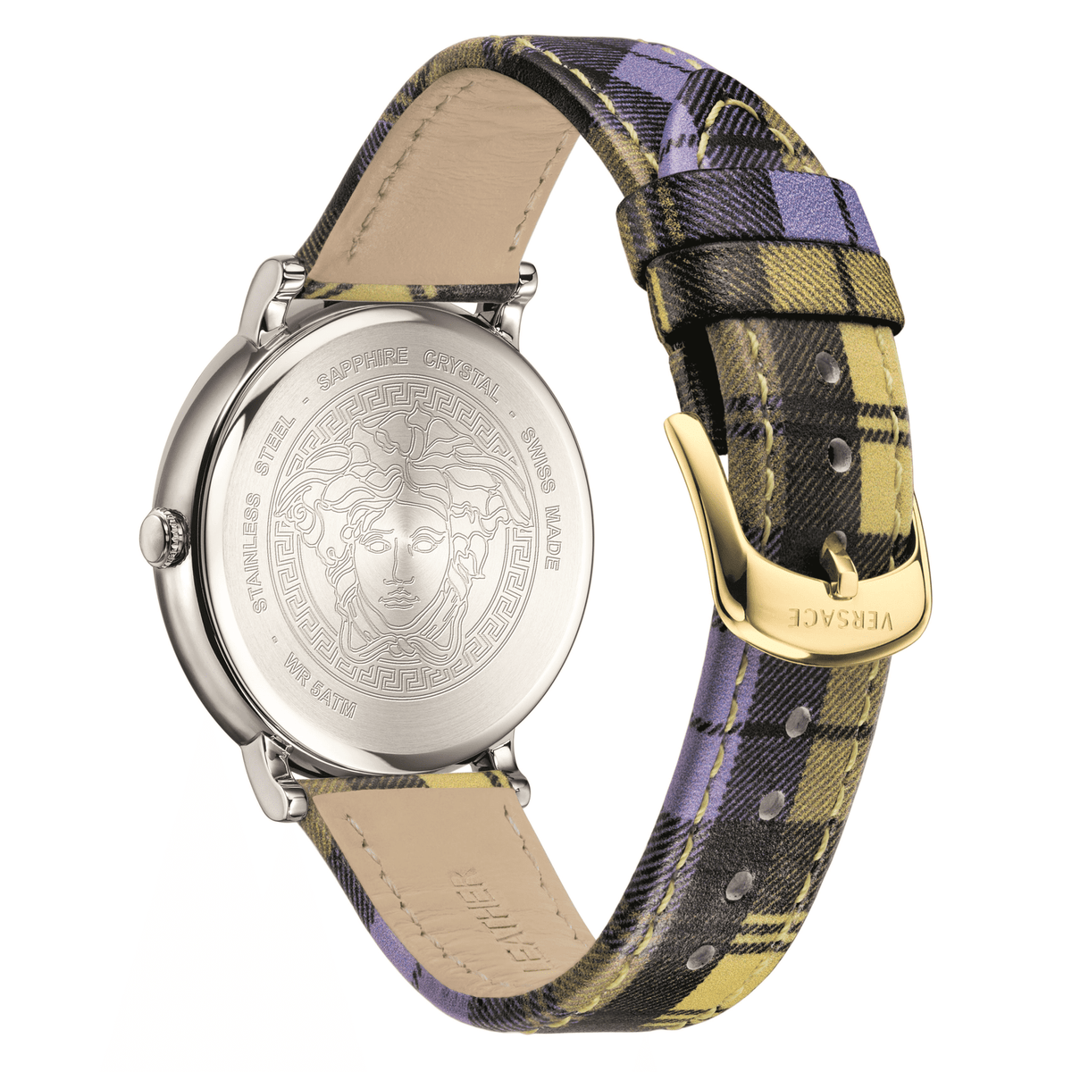  Shop Authentic Versace V-Circle The Clans Edition Silver Dial Multicolor Leather Strap Watch for Women - VE8100118 - Luxxuri