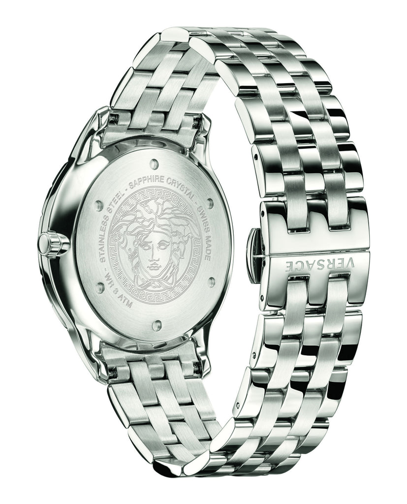  Shop Authentic Versace Univers Analog Black Dial Silver Steel Strap Watch for Men - VEBK00418 - Luxxuri
