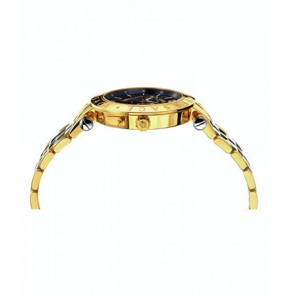  Shop Authentic Versace V-Race Quartz Black Dial Gold Steel Strap Watch For Men - VEBV00519 - Luxxuri