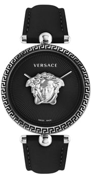  Shop Authentic Versace Palazzo Empire Black Dial Black Leather Strap Watch for Women - VCO050017 - Luxxuri
