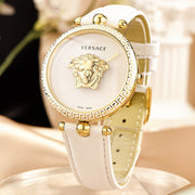  Shop Authentic Versace Palazzo Empire White Dial White Leather Strap Watch for Women - VCO040017 - Luxxuri