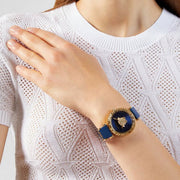  Shop Authentic Versace Palazzo Empire Greca Quartz Blue Dial Blue Leather Strap Watch for Women - VEDV00219 - Luxxuri