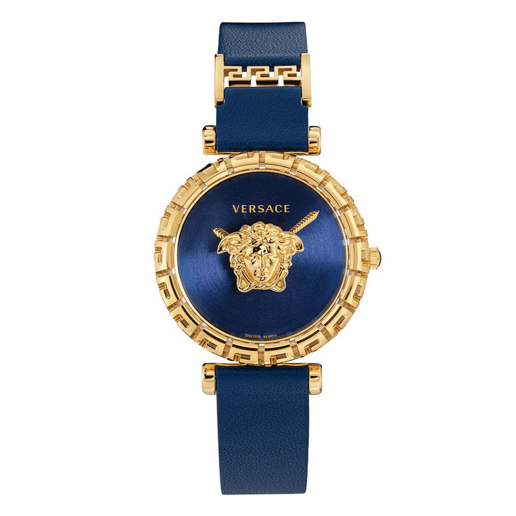  Shop Authentic Versace Palazzo Empire Greca Quartz Blue Dial Blue Leather Strap Watch for Women - VEDV00219 - Luxxuri
