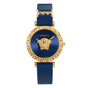  Shop Authentic Versace Palazzo Empire Greca Quartz Blue Dial Blue Leather Strap Watch for Women - VEDV00219 - Luxxuri