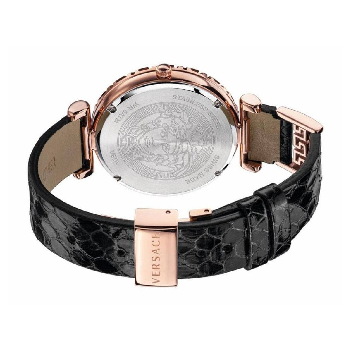  Shop Authentic Versace Palazzo Empire Greca Black Dial Black Leather Strap Watch for Women - VEDV00719 - Luxxuri