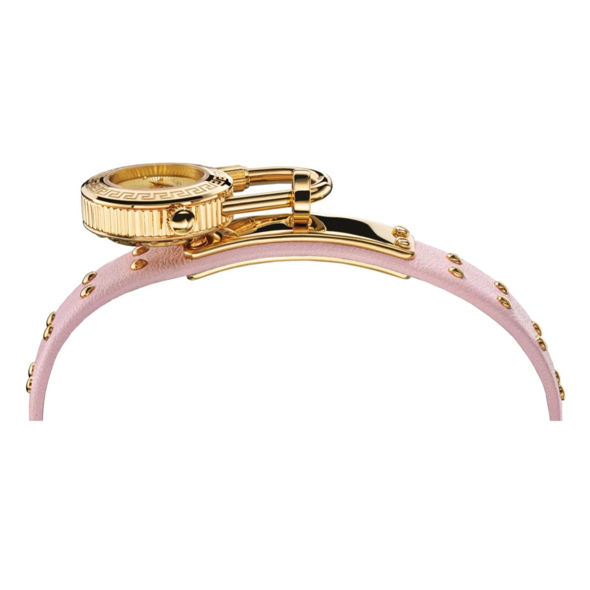  Shop Authentic Versace Medusa Lock Icon Quartz Gold Dial Pink & Blue Leather Strap Watch For Women - VEDW00219 - Luxxuri