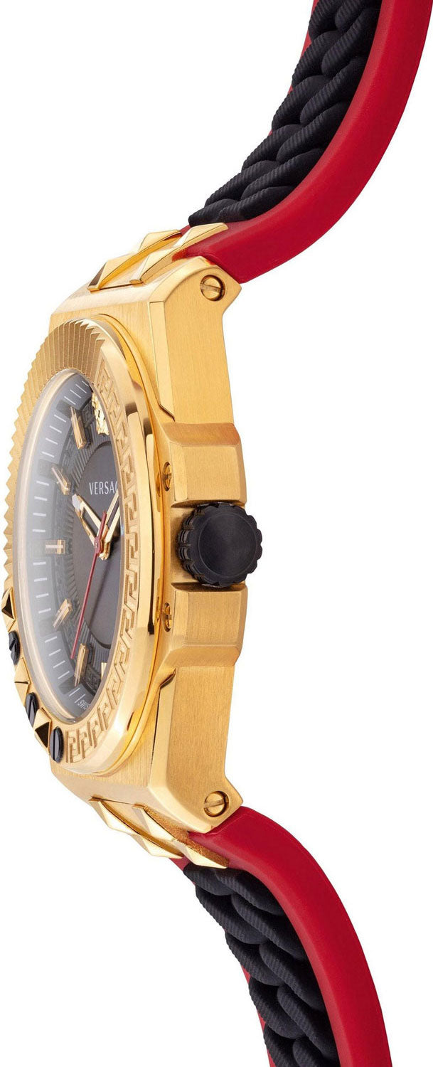  Shop Authentic Versace Chain Reaction Quartz Black Dial Red & Black Rubber Strap Watch for Men - VEDY00319 - Luxxuri