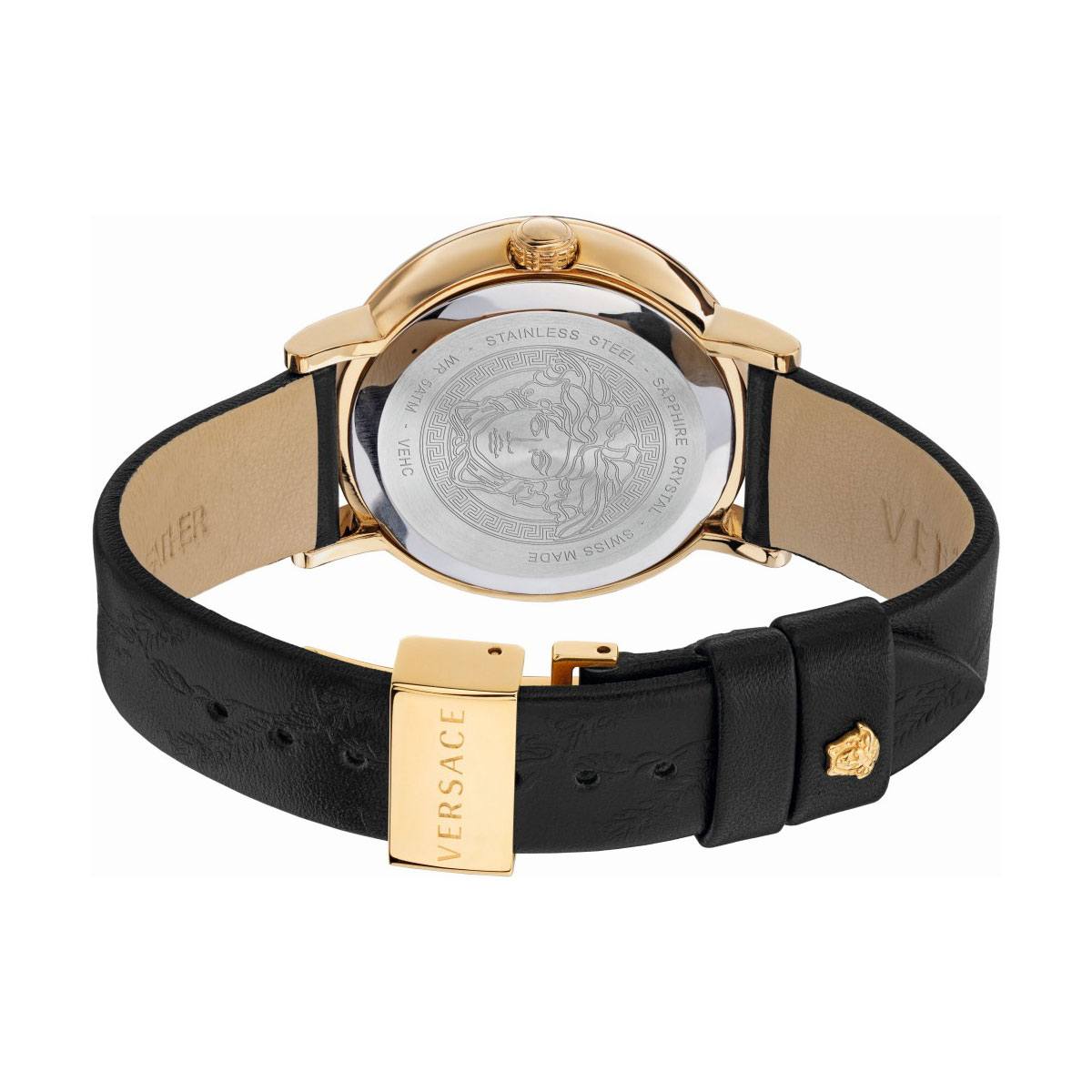  Shop Authentic Versace Virtus Quartz Black Dial Black Leather Strap Watch for Women - VEHC00119 - Luxxuri