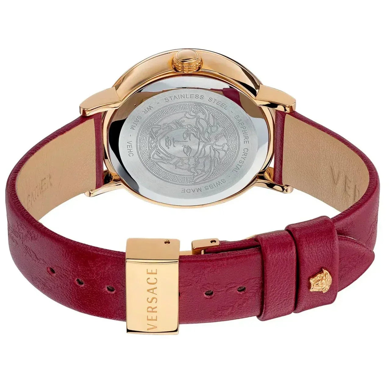  Shop Authentic Versace Virtus White Dial Red Leather Strap Watch for Women - VEHC00219 - Luxxuri