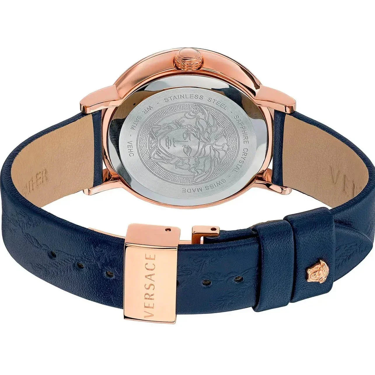  Shop Authentic Versace Virtus Quartz Blue Dial Blue Leather Strap Watch for Women - VEHC00419 - Luxxuri
