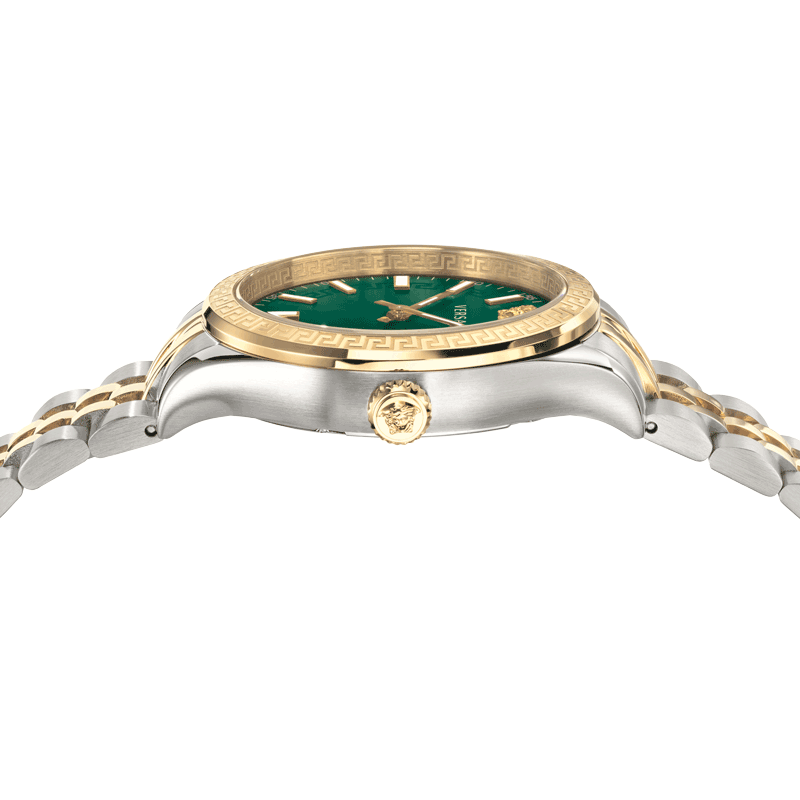  Shop Authentic Versace Hellenyium Quartz Green Dial Two Tone Steel Strap Watch For Men - VEVI00620 - Luxxuri