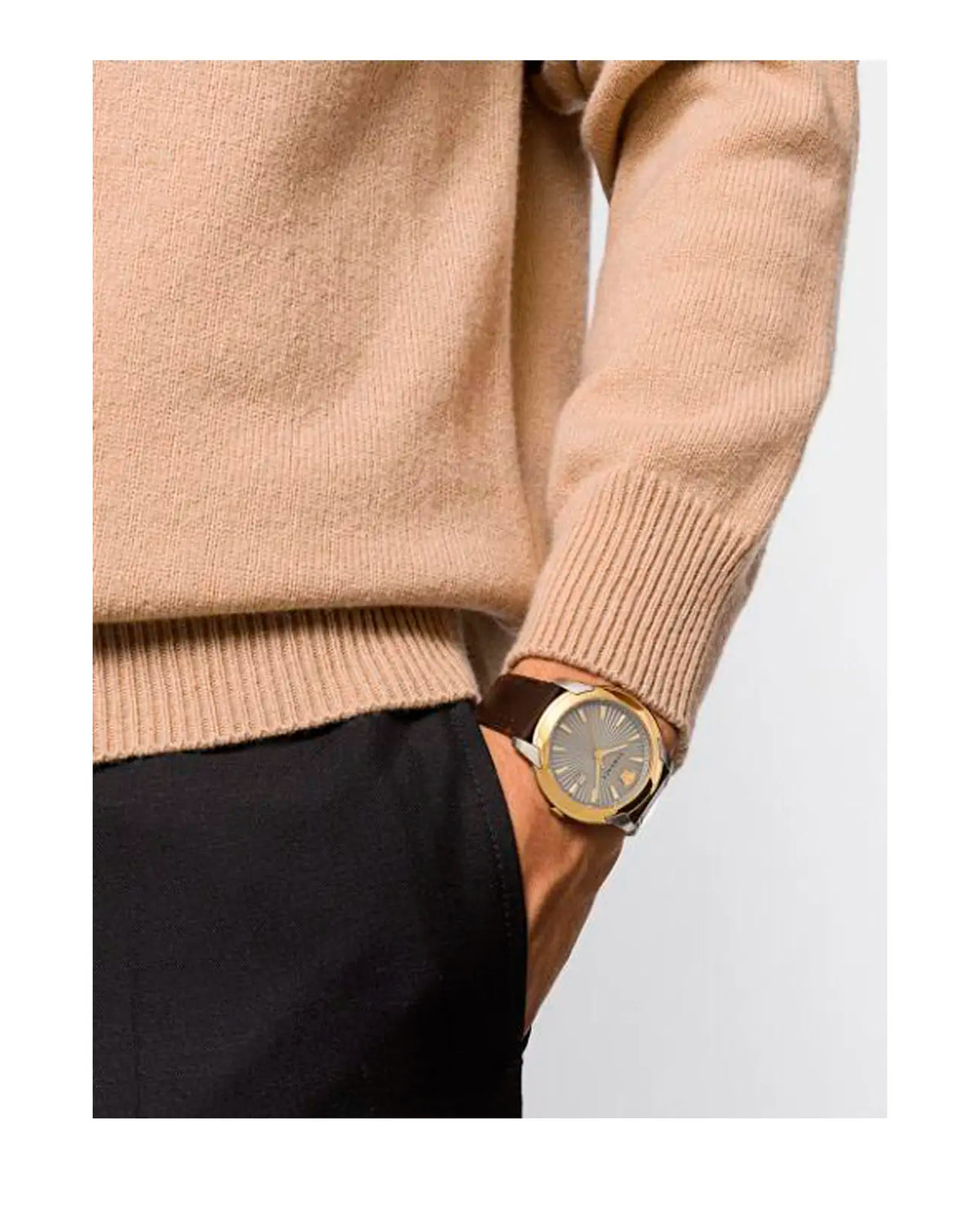  Shop Authentic Versace V-Urban Quartz Grey Dial Brown Leather Strap Watch for Men - VELQ00219 - Luxxuri
