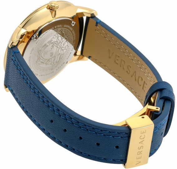  Shop Authentic Versace V-Urban Quartz Blue Dial Blue Leather Strap Watch for Men - VELQ00319 - Luxxuri