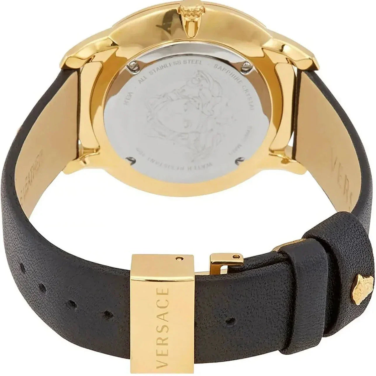  Shop Authentic Versace Audrey Quartz Black Dial Black Leather Strap Watch for Women - VELR00319 - Luxxuri