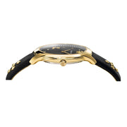  Shop Authentic Versace Audrey Quartz Black Dial Black Leather Strap Watch for Women - VELR00319 - Luxxuri