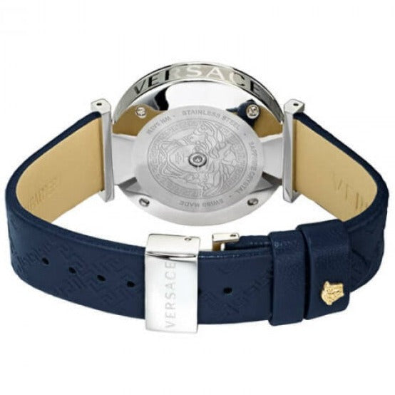  Shop Authentic Versace V-Twist Quartz Blue Dial Blue Leather Strap Watch for Women - VELS00119 - Luxxuri