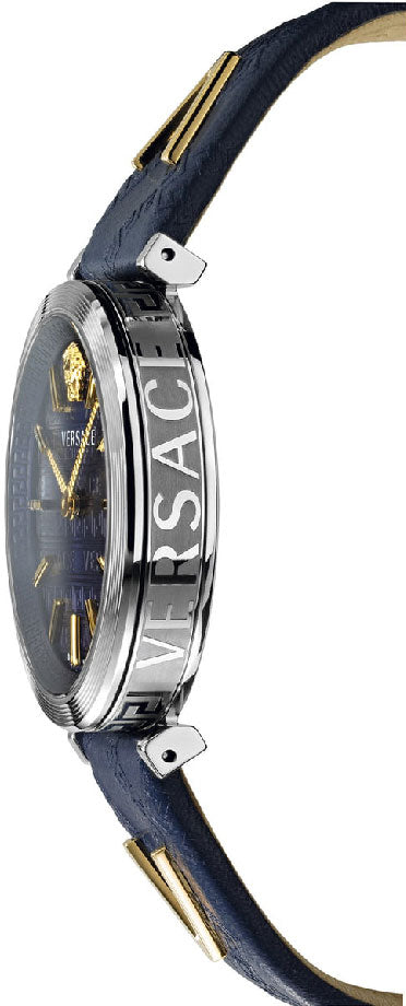  Shop Authentic Versace V-Twist Quartz Blue Dial Blue Leather Strap Watch for Women - VELS00119 - Luxxuri