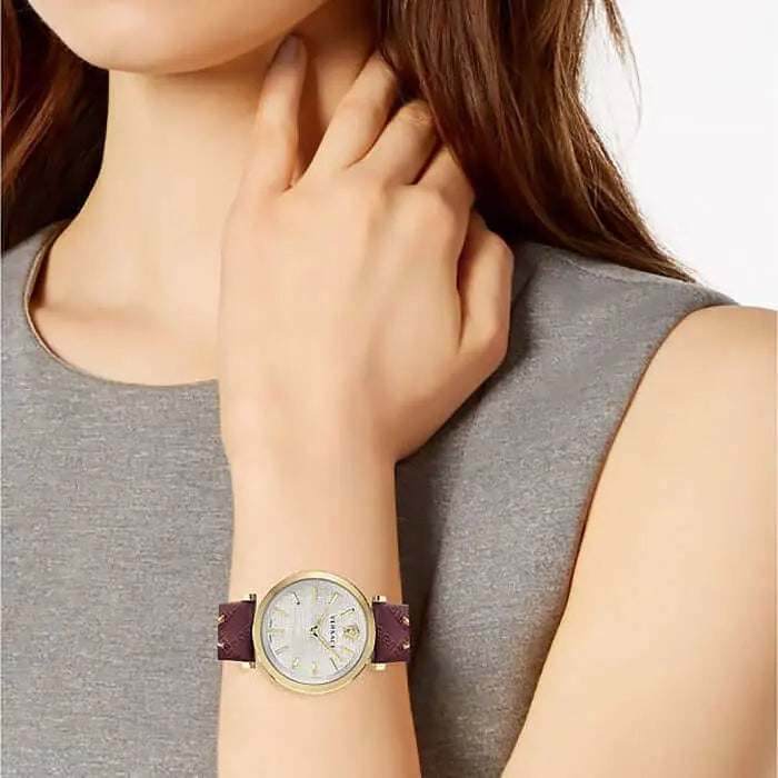  Shop Authentic Versace V-Twist Silver Dial Red Leather Strap Watch for for Women - VELS00519 - Luxxuri