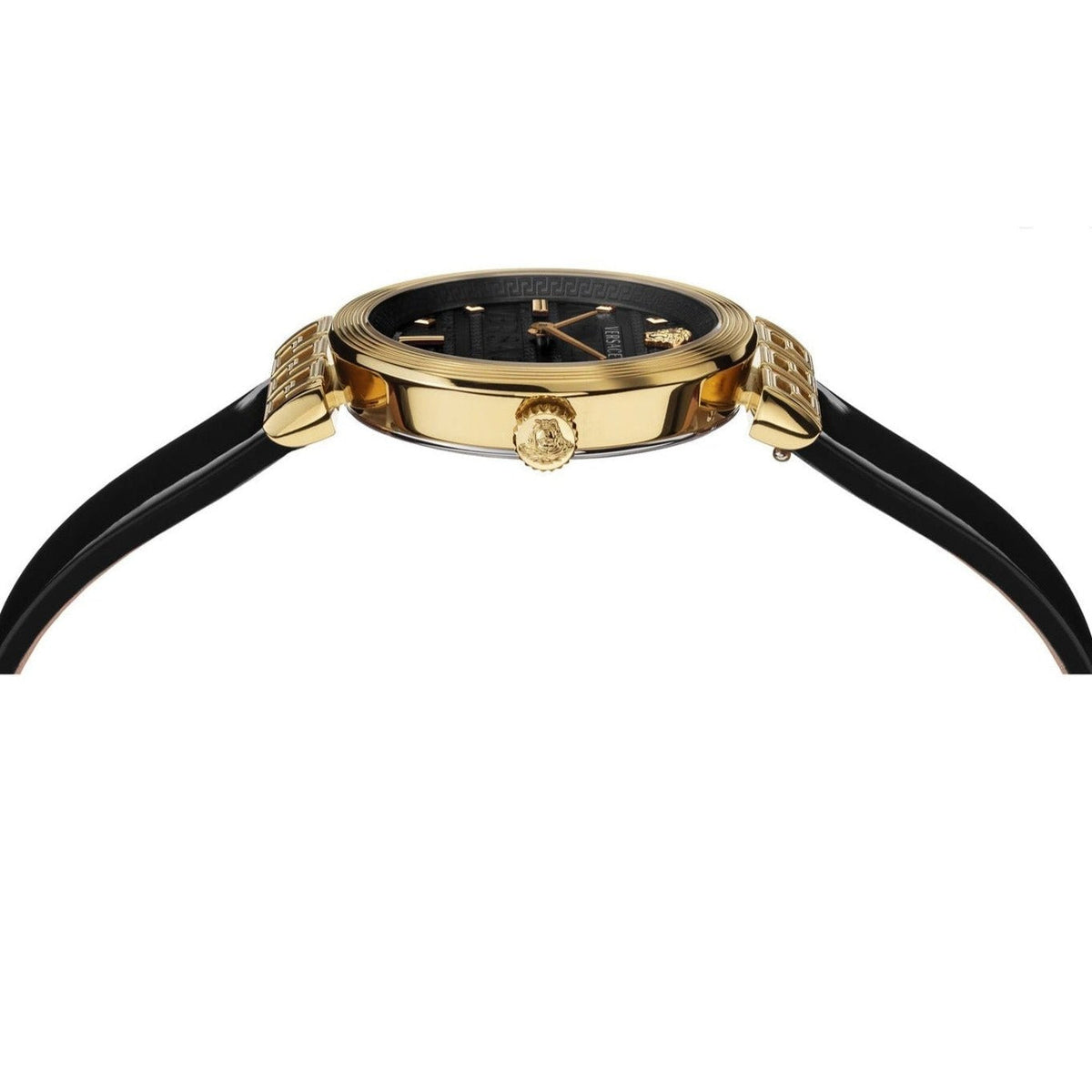  Shop Authentic Versace Greca Meander Black Dial Black Leather Strap Watch for Women - VELW00420 - Luxxuri