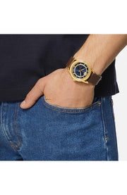  Shop Authentic Versace Code Quartz Blue Dial Brown Leather Strap Watch For Men - VEPO00220 - Luxxuri