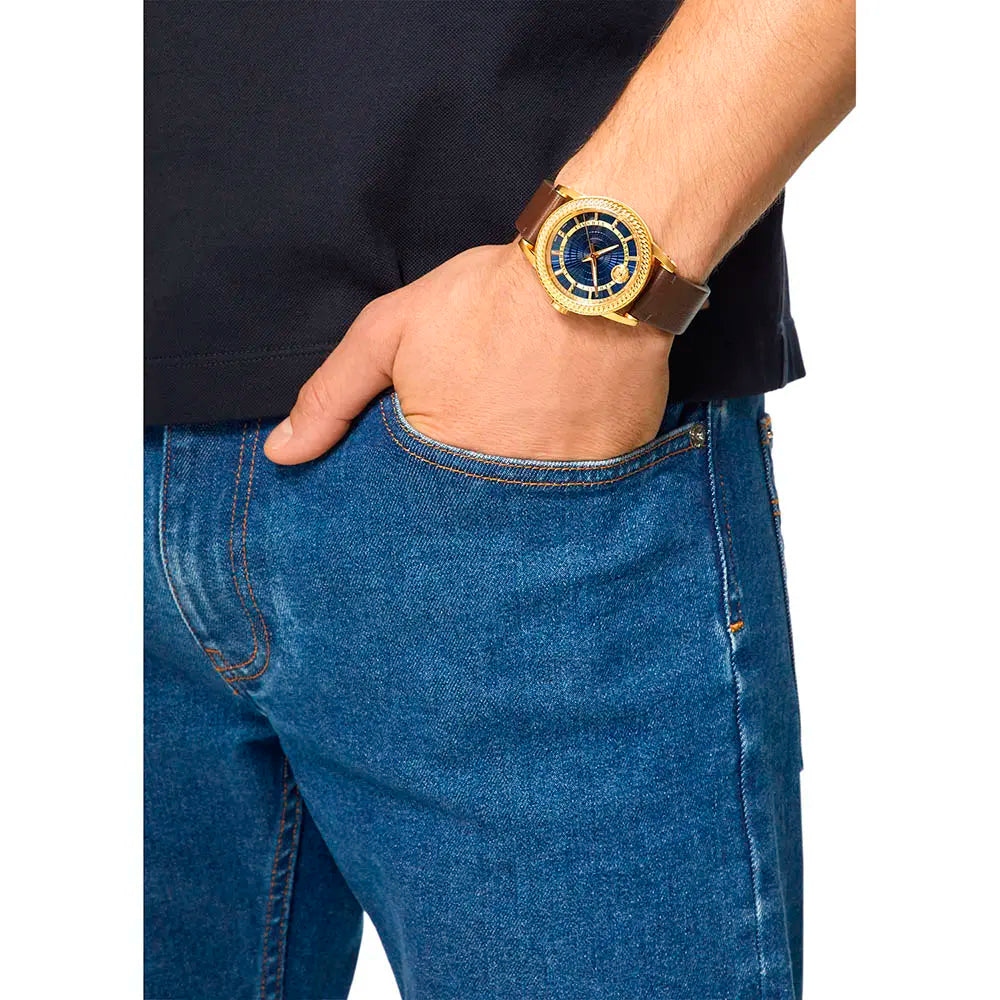  Shop Authentic Versace Code Quartz Blue Dial Brown Leather Strap Watch For Men - VEPO00220 - Luxxuri
