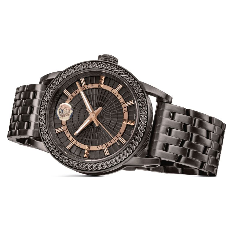 Shop Authentic Versace Viamond Quartz Black Dial Grey Steel Strap Watch For Men - VEPO00520 - Luxxuri