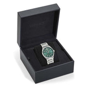  Shop Authentic Versace V-Auria Quartz Green Dial Silver Steel Strap Watch for Men - VE0F00125 - Luxxuri