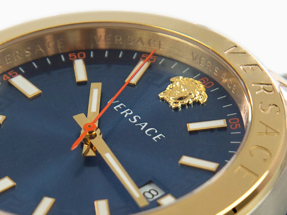  Shop Authentic Versace Hellenyium Quartz Blue Dial Two Tone Steel Strap Watch for Men - VEVK00520 - Luxxuri