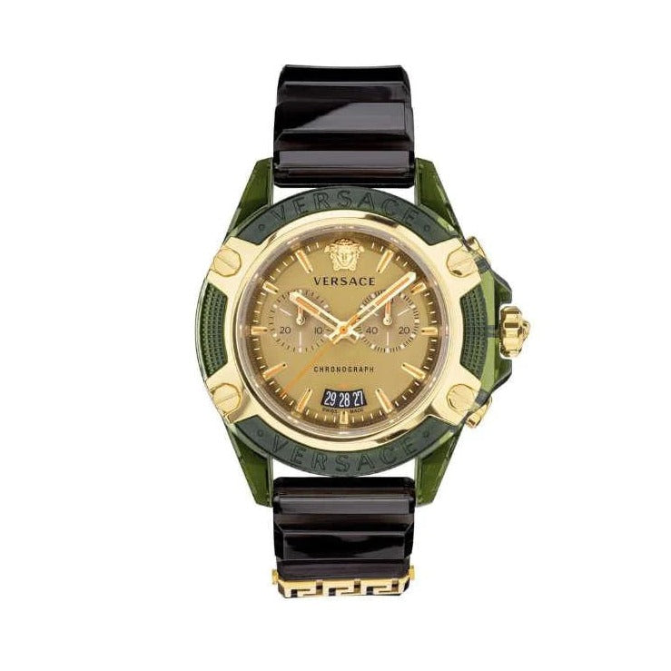  Shop Authentic Versace Icon Active Chronograph Gold Dial Black Silicone Strap Watch For Men - VEZ700321 - Luxxuri