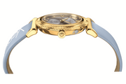  Shop Authentic Versace V-Motif Grey Dial Blue Leather Strap Watch for Women - VERE00318 - Luxxuri