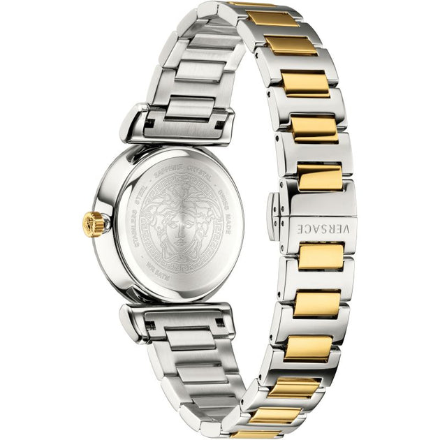  Shop Authentic Versace V-Motif Black Dial Two Tone Steel Strap Watch for Women - VERE00518 - Luxxuri