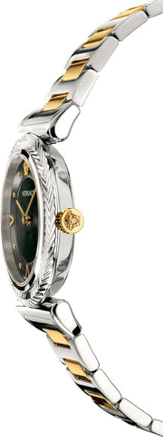  Shop Authentic Versace V-Motif Black Dial Two Tone Steel Strap Watch for Women - VERE00518 - Luxxuri