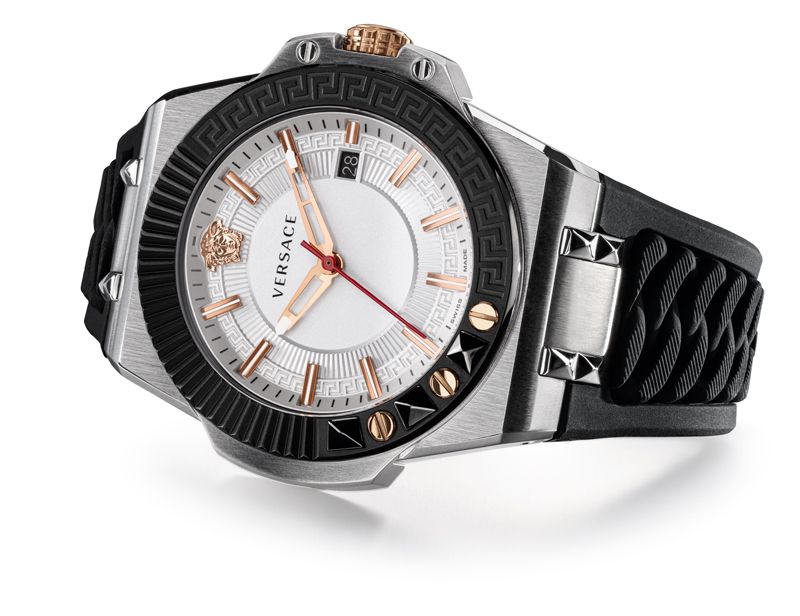  Shop Authentic Versace Chain Reaction Quartz White Dial Black Rubber Strap Watch for Men - VEDY00219 - Luxxuri