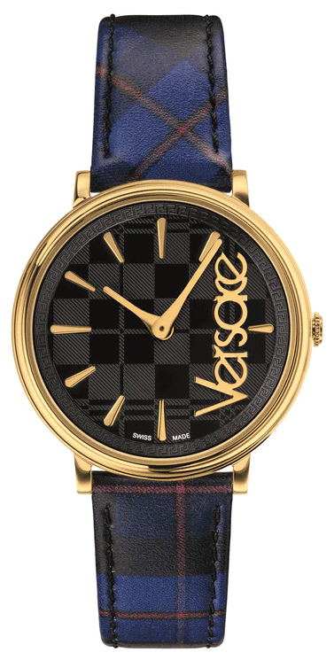  Shop Authentic Versace V-Circle Black Dial Blue Leather Strap Watch for Women - VE8100218 - Luxxuri