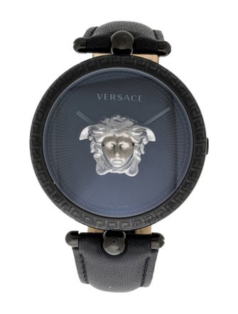  Shop Authentic Versace Palazzo Empire Black Dial Black Leather Strap Watch for Women - VCO050017 - Luxxuri